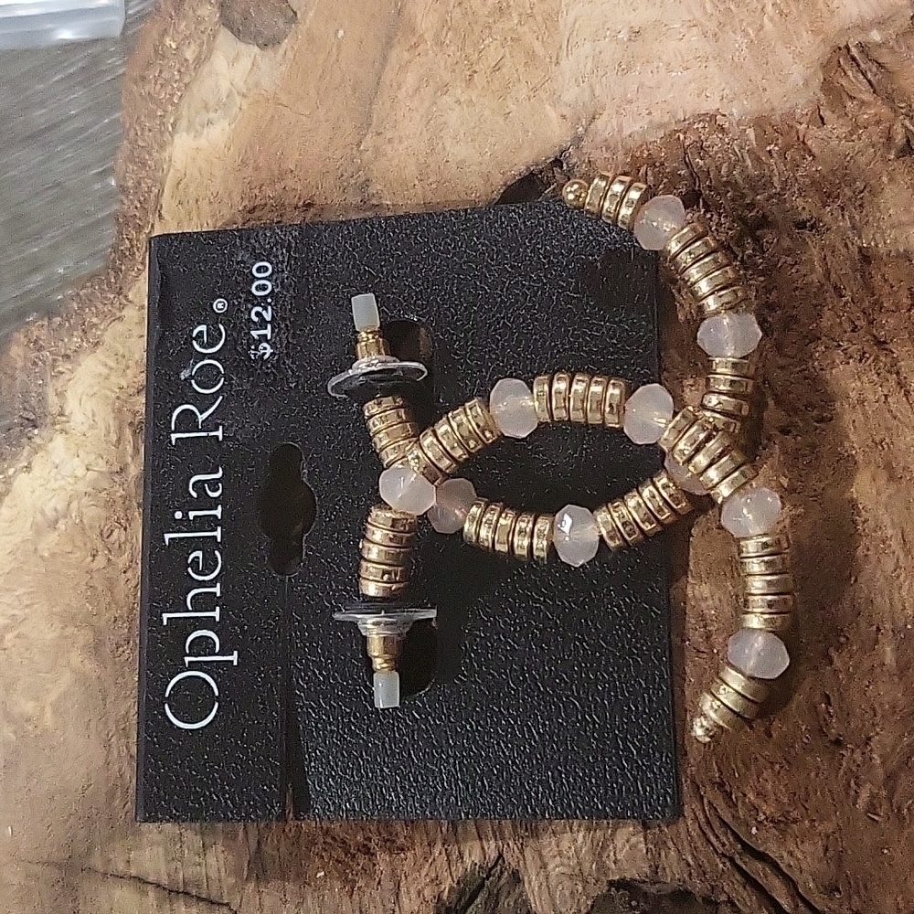 NWT OPHALIA ROE GLOD AND PINK HOOP EARRINGS